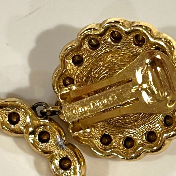 Dazzling Authentic Vintage Christian Dior Full Crystal Hoop Earrings. MInt Cond. - Picture 3 of 4